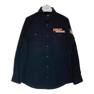 Harley-Davidson  ハーレーダビッドソン 刺繍 ボタンダウンシャツ 長袖 ブラック size:M 瑞穂店