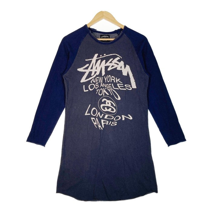 Stussy ステューシー 古着加工 ラグランワンピース ネイビー sizeM 瑞穂店