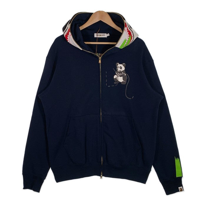 A BATHING APE アベイシングエイプ PANDA SHARK FULL ZIP HOODIE パンダ シャークパーカー ネイビー Size L 福生店