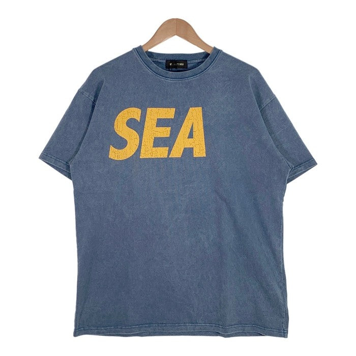 WIND AND SEA ウィンダンシー 23SS CRACK-P-DYE S/S Tee クラックプリント Tシャツ ブルー Size L 福生店