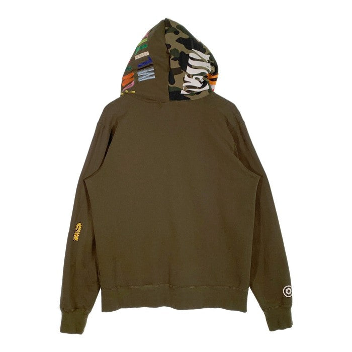 A BATHING APE アベイシングエイプ TIGER FULL ZIP HOODIE タイガーフルジップフーディー スウェットパーカー オリーブ 001ZPI301014M Size XL 福生店