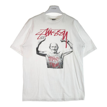 STUSSY ステューシー プリントTシャツ 90s 紺タグ Stussy Stand Firm Tee ホワイト sizeL 瑞穂店