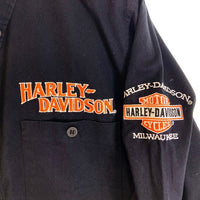 Harley-Davidson  ハーレーダビッドソン 刺繍 ボタンダウンシャツ 長袖 ブラック size:M 瑞穂店