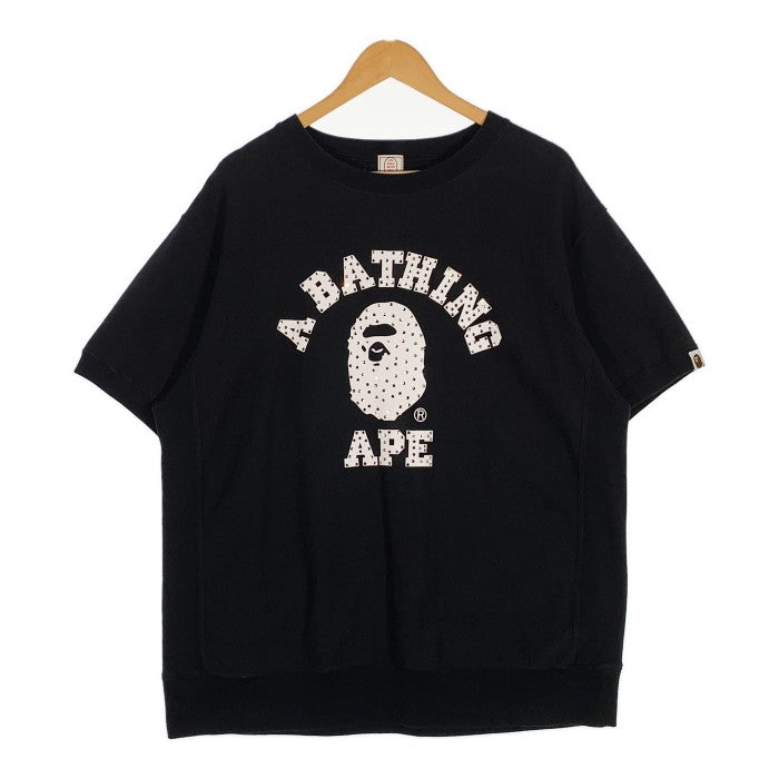 A BATHING APE アベイシングエイプ ラインストーン スウェット クルーネック トレーナー 半袖 ブラック Size L 福生店