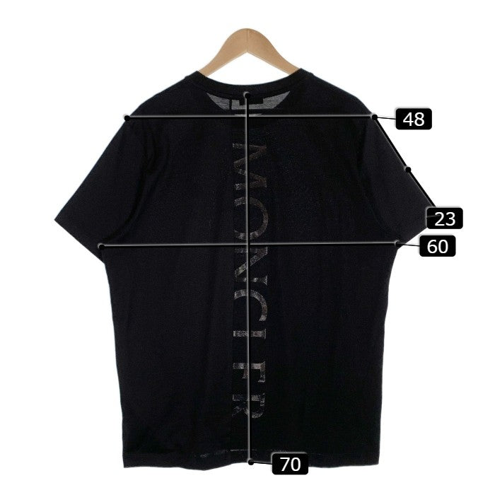 ★新作★MONCLER Tシャツ Ｌ　モンクレール Ｌ　ブラック ラバーワッペン袖丈半袖