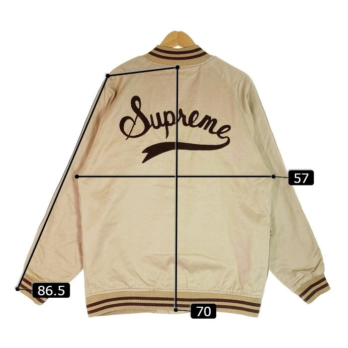 SUPREME シュプリーム SCRIPT VARCITY JKT  初期 刺繍スクリプト コットン ロゴ スタジャン　ベージュ sizeL瑞穂店