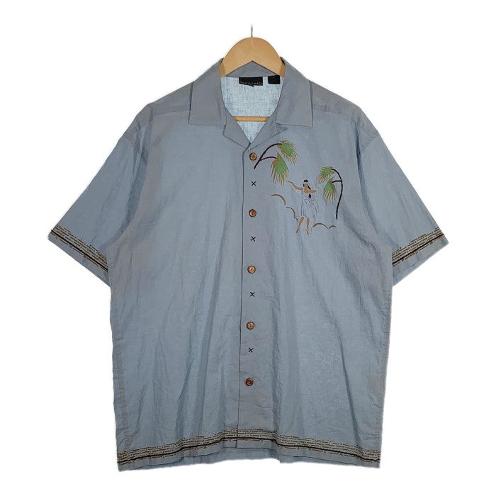 HECTIC ヘクティク オープンカラー コットン リネン S/S アロハシャツ ブルー Size L 福生店