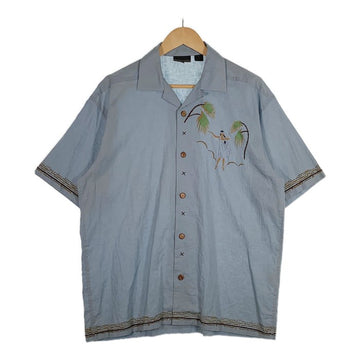 HECTIC ヘクティク オープンカラー コットン リネン S/S アロハシャツ ブルー Size L 福生店