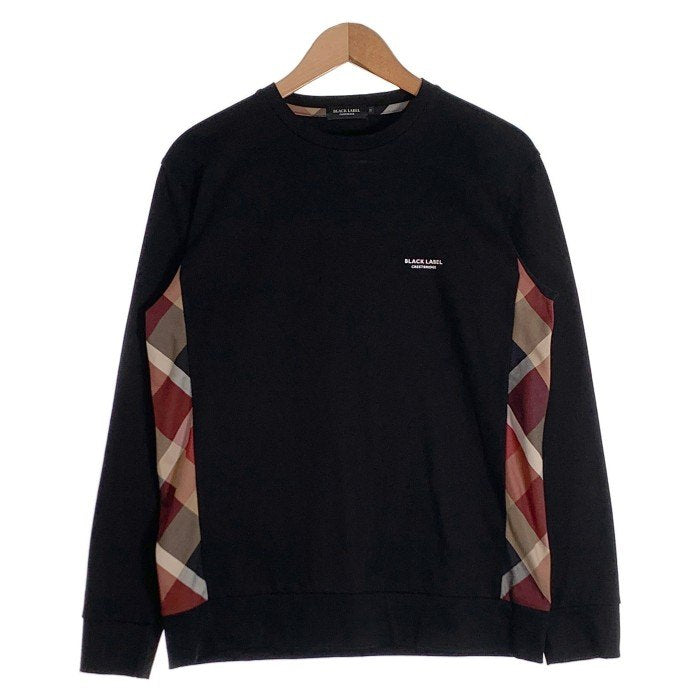 BLACK LABEL CRESTBRIDGE ブラックレーベル クレストブリッジ ロングスリーブTシャツ チェック切替 ブラック 51P88-578-09 Size M 福生店