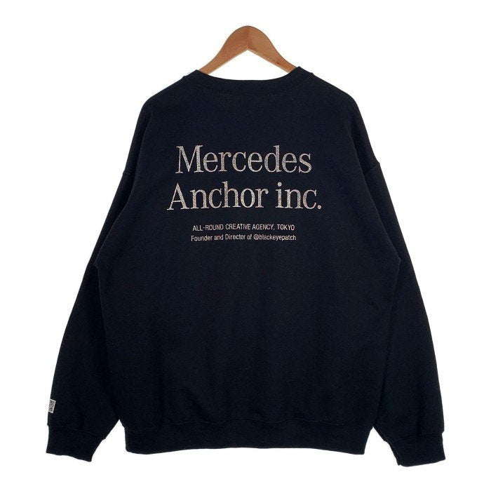 Mercedes Anchor inc. メルセデスアンカーインク グリッターロゴ プリント スウェットクルーネックトレーナー ブラック Size XL 福生店