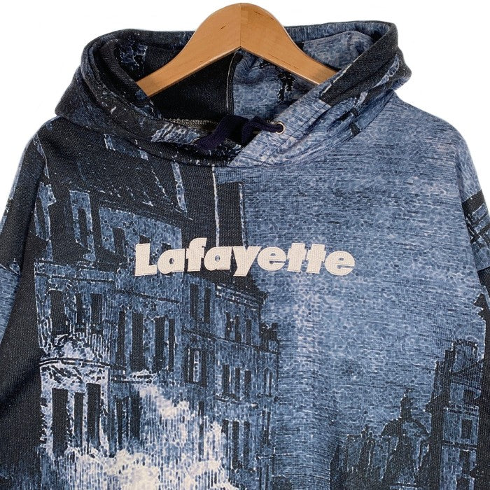 Lafayette ラファイエット LFYT ロゴ刺繡 総柄 プルオーバースウェットパーカー ネイビー LA200509 Size XL 福生店