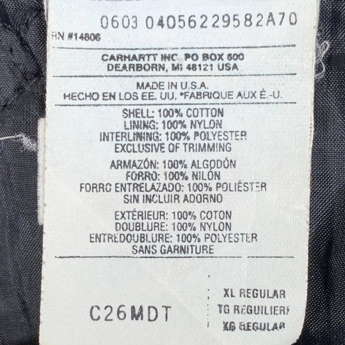 Carhartt カーハート Traditional Coat トラディショナルコート 中綿キルティングライナー ネイビー USA製 C26MDT Size XL 福生店