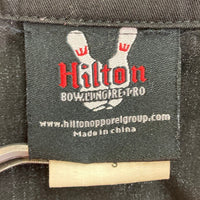 HILTON ヒルトンOLD 半袖ボーリング ポロシャツ 70's 1970年代 シャツ ボーリングシャツ BOWL A PALOOZA  ブラック レッド sizeM 瑞穂店