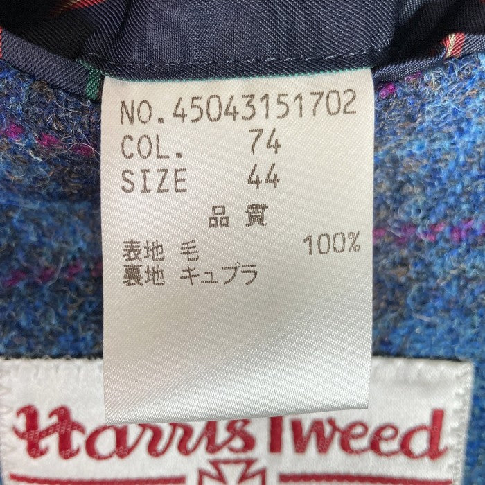 Hariss Tweed × TEIJIN MEN'S SHOP ハリスツィード×テイジン ウール チェックテーラードジャケット ブルー size44 瑞穂店