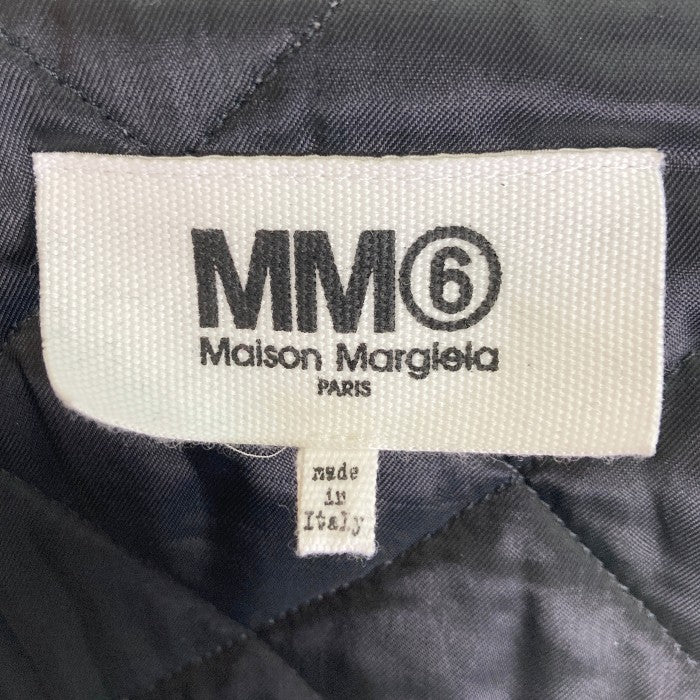 MAISON MARGIELA メゾンマルジェラ 22AW S62AN0078 S60353 MM6 エムエムシックス 八の字 ダメージ加工 ロゴパッチ カーフレザー ジップ ブルゾン シングル ライダースジャケット ブラック sizeS 瑞穂店