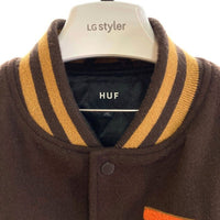 HUF ハフ 23AW HARRISON VARSITY JACKET ハリソンバーシティ ジャケット スタジャン ビックロゴ 刺繍 ブラウン sizeM 瑞穂店