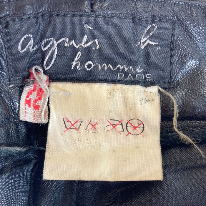 agnes b. homme アニエスベーオム 90’s 牛革レザーパンツ ブラック size42 瑞穂店