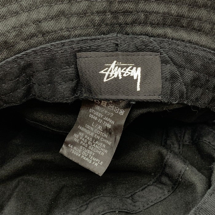 STUSSY ステューシー ロゴ刺繍 コットン バケットハット ブラック Size L/XL 福生店