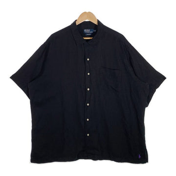 Polo by Ralph Lauren ポロラルフローレン CALDWELL オープンカラーシャツ 半袖 ブラック 裾ポニー リネン シルク Size XXL 福生店