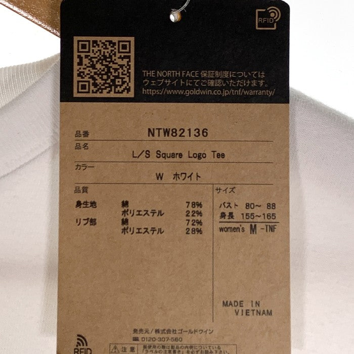 THE NORTH FACE ノースフェイス L/S Square Logo Tee ロングスリーブ スクエアロゴ Tシャツ ホワイト レディース NT82136 Size M 福生店