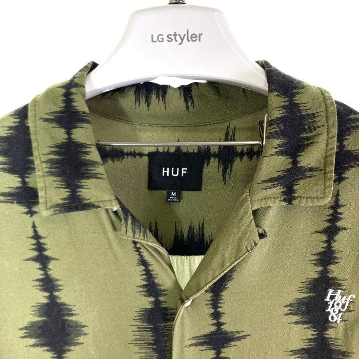 HUF ハフ 半袖シャツ BU00176 SEISMOGRAM RESORT SHIRT 開襟シャツ グリーン sizeM 瑞穂店