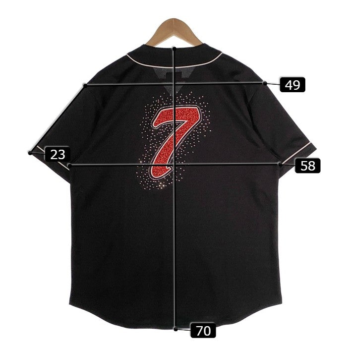 SUPREME シュプリーム 20AW Rhinestone Baseball Jersey ラインストーン ベースボールシャツ ブラック Size M 福生店