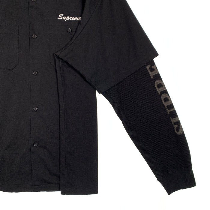 SUPREME シュプリーム 21AW Thermal Work Shirt サーマルスリーブ ワークシャツ ブラック Size L 福生店