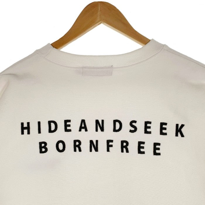 HIDE AND SEEK ハイドアンドシーク 23SS BORN FREE SWEAT SHIRT 刺繡 クルーネックスウェットトレーナー ホワイト  HC-010623 Size XL 福生店