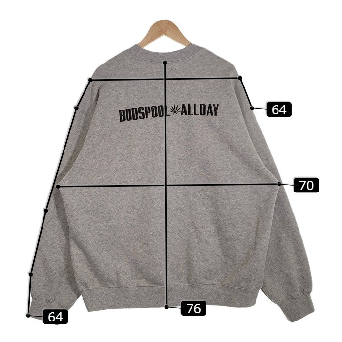 BUDSPOOL バッズプール All Day Crewneck クルーネックスウェットトレーナー 刺繡 グレー Size XXL 福生店