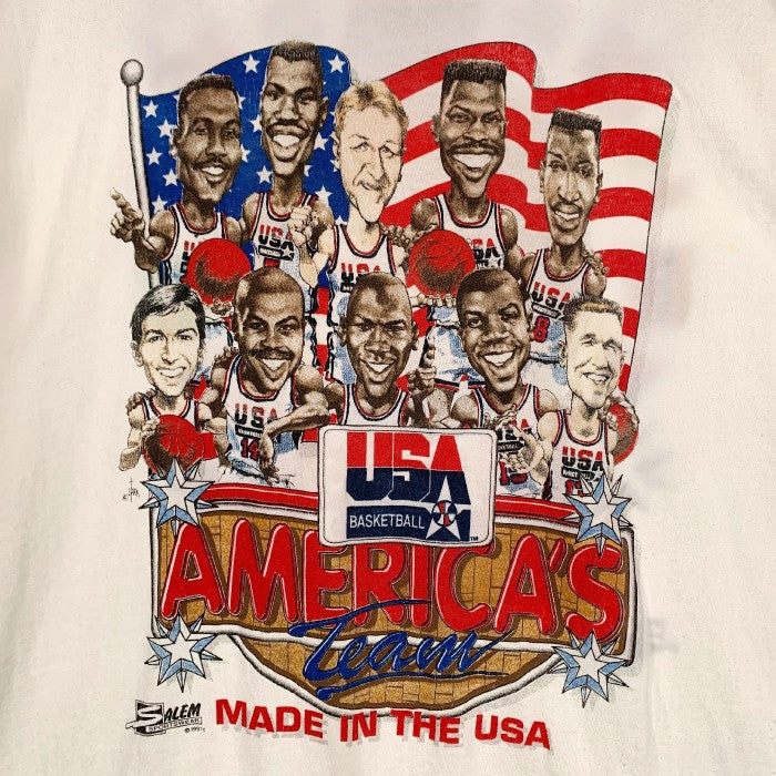90's 1992 USA BASKETBALL バスケットボール ドリームチーム 両面プリント Tシャツ ホワイト SALEM Size XXL 福生店