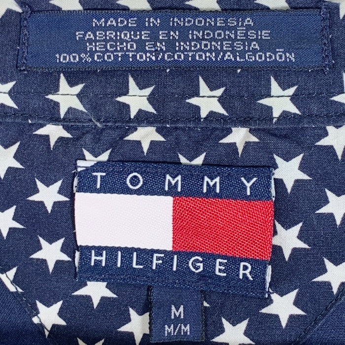 90's TOMMY HILFIGER トミーヒルフィガー ボタンダウンシャツ コットン ワッペン 刺繍 USA ネイビー Size M 福生店