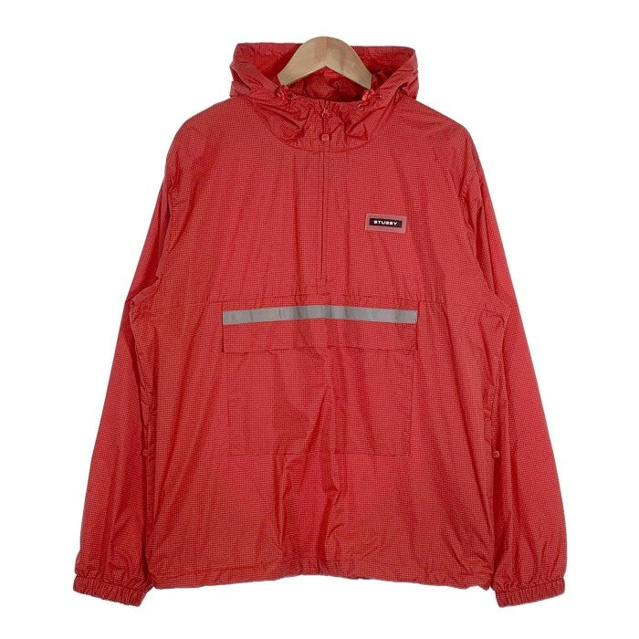 STUSSY ステューシー Contrast Ripstop Anorak コントラストリップストップ アノラック ナイロンジャケット リフレクター レッド Size L 福生店