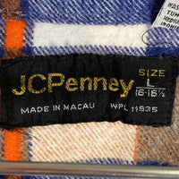 JC PENNY ジェーシーペニー チェック ネルシャツ オレンジ×ブルー sizeL 瑞穂店