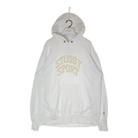 STUSSY ステューシー x champion チャンピオン リバースウィーブ パイルロゴ パーカー ホワイト sizeXL 瑞穂店