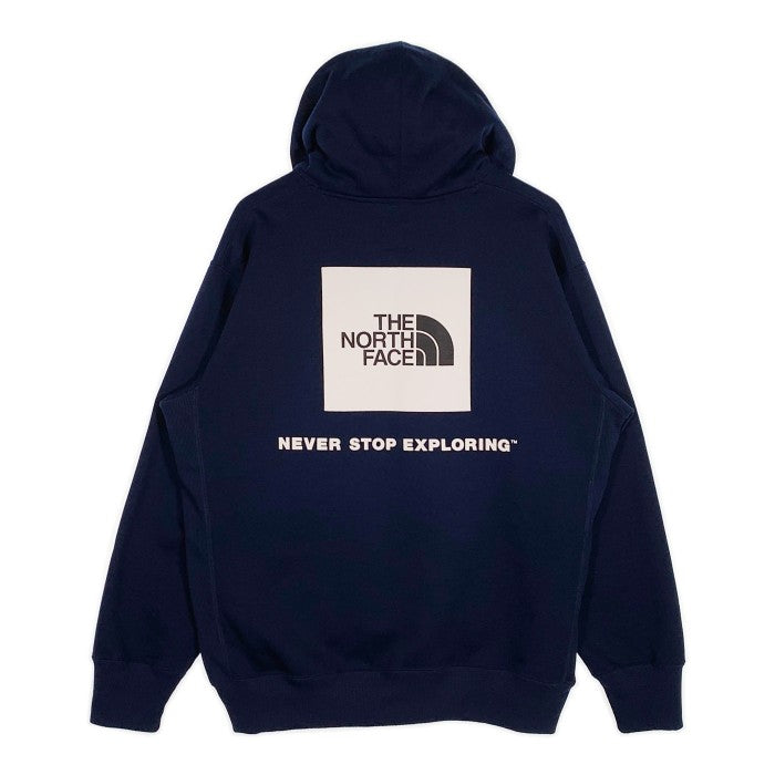 THE NORTH FACE ノースフェイス Back Square Logo Hoodie プリント スウェットパーカー ネイビー NT62040 Size XXL 福生店