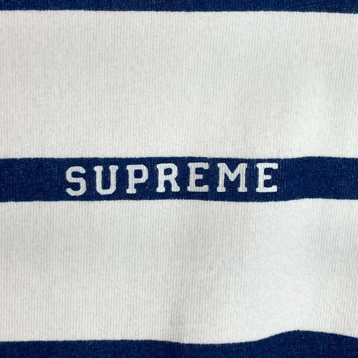 SUPREME シュプリーム 16SS Painted Stripe L/S Tee ボーダー センターロゴ 長袖  カットソー ロンT ホワイト sizeM 瑞穂店