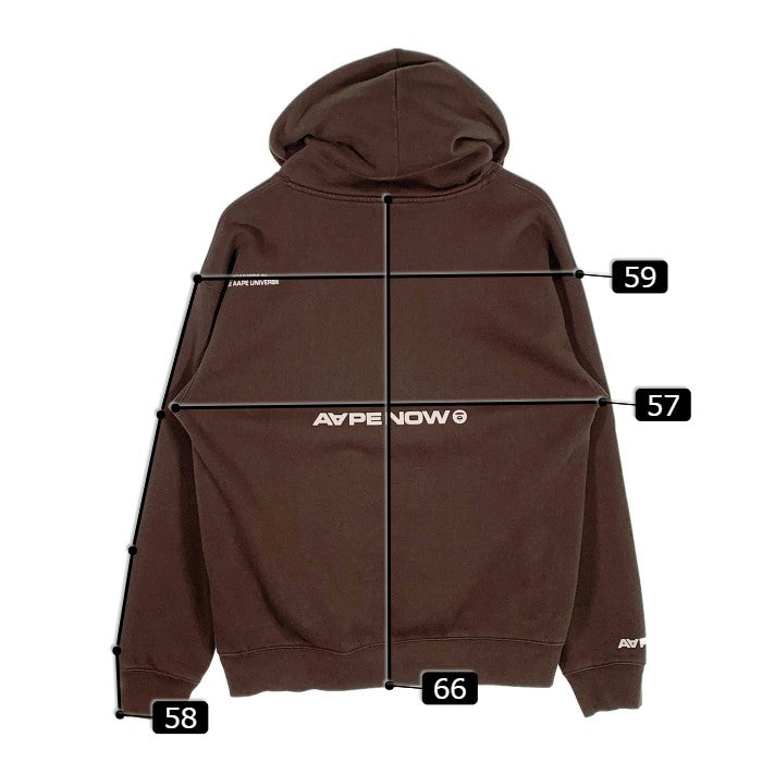 AAPE NOW アベイシングエイプ プルオーバースウェットパーカー ブラウン ラバー プリント Size M 福生店