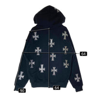 unknown アンノウン Rhinestone Cross Zip Hoodie ラインストーン クロス ジップ フーディー ブラック Size M 瑞穂店