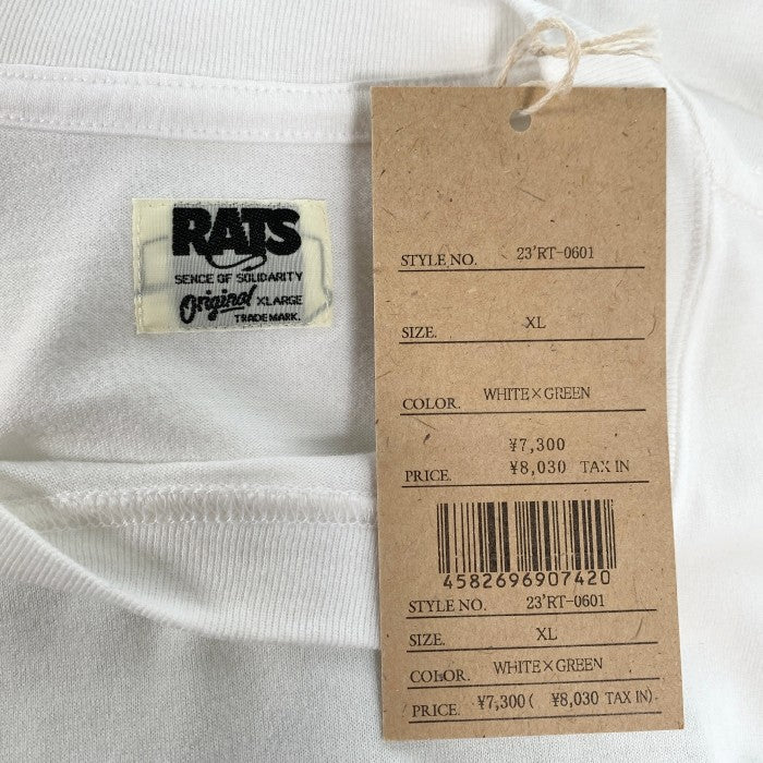 RATS ラッツ TWO WHEEL TEE ホイールロゴ プリントTシャツ ホワイト グリーン Size XL 福生店