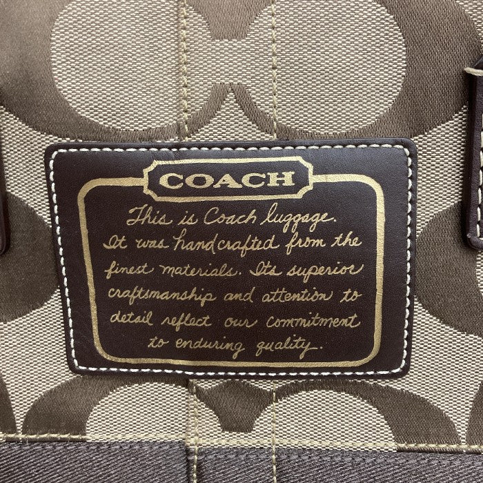 COACH コーチ シグネチャー 2WAY バッグ ボストン F10392 キャンバス×レザー ベージュ×ブラウン 瑞穂店