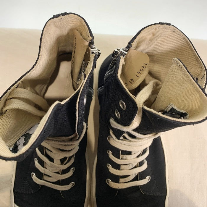 Rick Owens DRKSHDW リックオウエンス ダークシャドウ 18AW SNEAKERS ラモーンズ キャンバス ハイカットスニーカー サイドジップ ブラック DU18F7800 Size 41 福生店