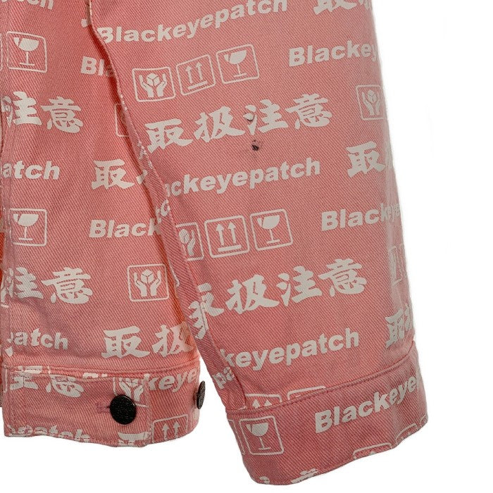 Black Eye Patch ブラックアイパッチ 総柄プリント デニム トラッカージャケット ピンク Size L 福生店