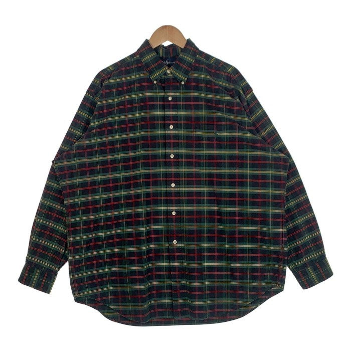 Ralph Lauren ラルフローレン BIG SHIRT ビッグシャツ ボタンダウンチェックシャツ 胸ポケット グリーン Size L 福生店