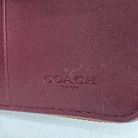 COACH コーチ 二つ折り財布 ビルフォード アップリケ ワッペン シグネチャー ブラウン×エンジ 瑞穂店