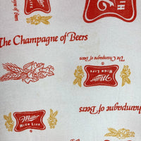 US古着 70’s～80’s MILLER HIGH LIFE ビールメーカー 総柄ロゴ トリムTシャツ レッド sizeM 瑞穂店