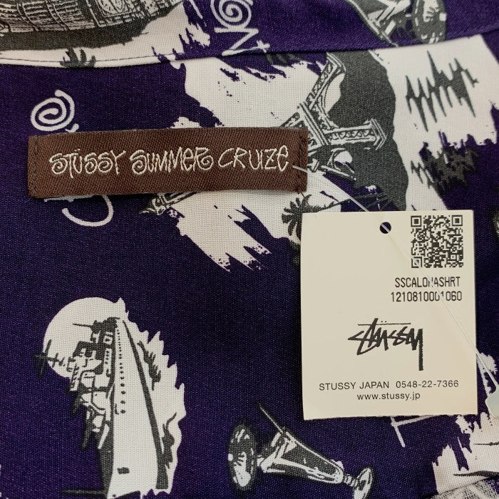 STUSSY ステューシー 総柄プリント オープンカラーレーヨンシャツ ネイビー Size XL 福生店