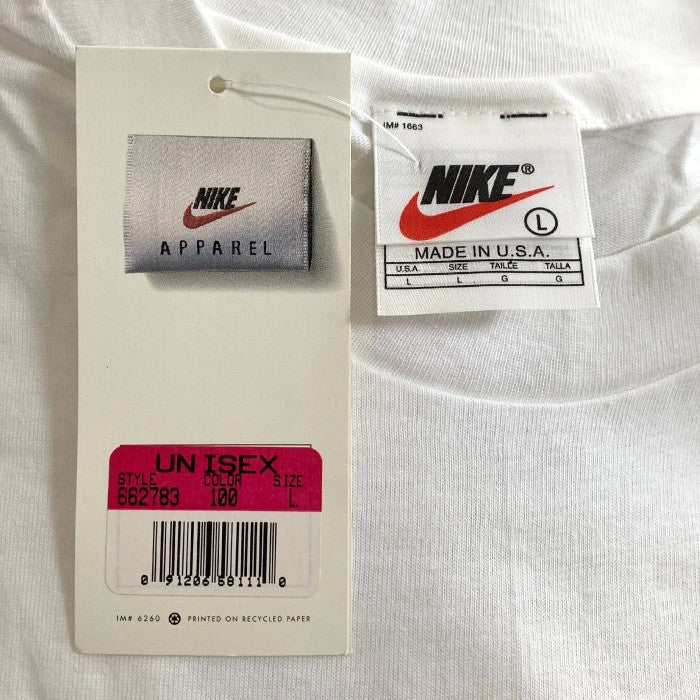 秋の新作デッドストック タグ付き 90s NIKE TEE ナイキ Tシャツ ホワイト XL ヴィンテージ オリジナル XLサイズ以上