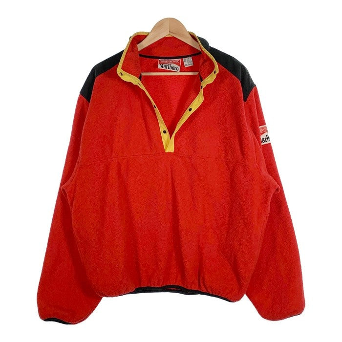 90's Marlboro マールボロ フリース プルオーバージャケット スナップボタン レッド ブラック Size L 福生店