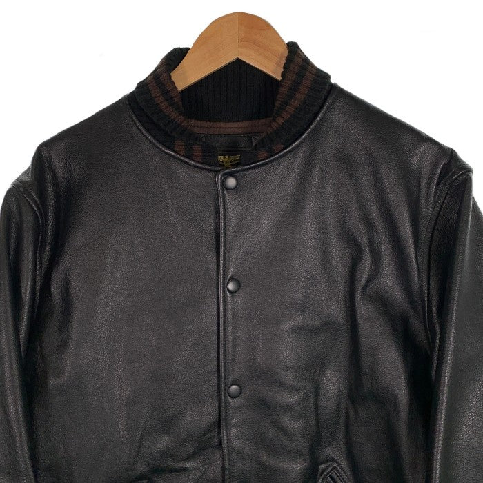 HOUSTON ヒューストン LEATHER AWARD JACKET レザーアワードジャケット スタジャン ブラック 牛革 Size XL 福生店