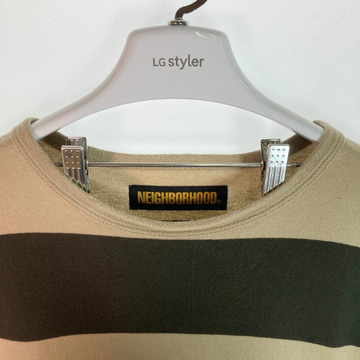 NEIGHBORHOOD ネイバーフッド 181FPNH-CSM02 18SS B.D./C-CREW.SS  ボーダー Tシャツ グリーン&ベージュ sizeXL 瑞穂店